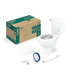 Kit de bacia com caixa acoplada com acionamento lateral, e itens de instalação Acesso Confort Celite